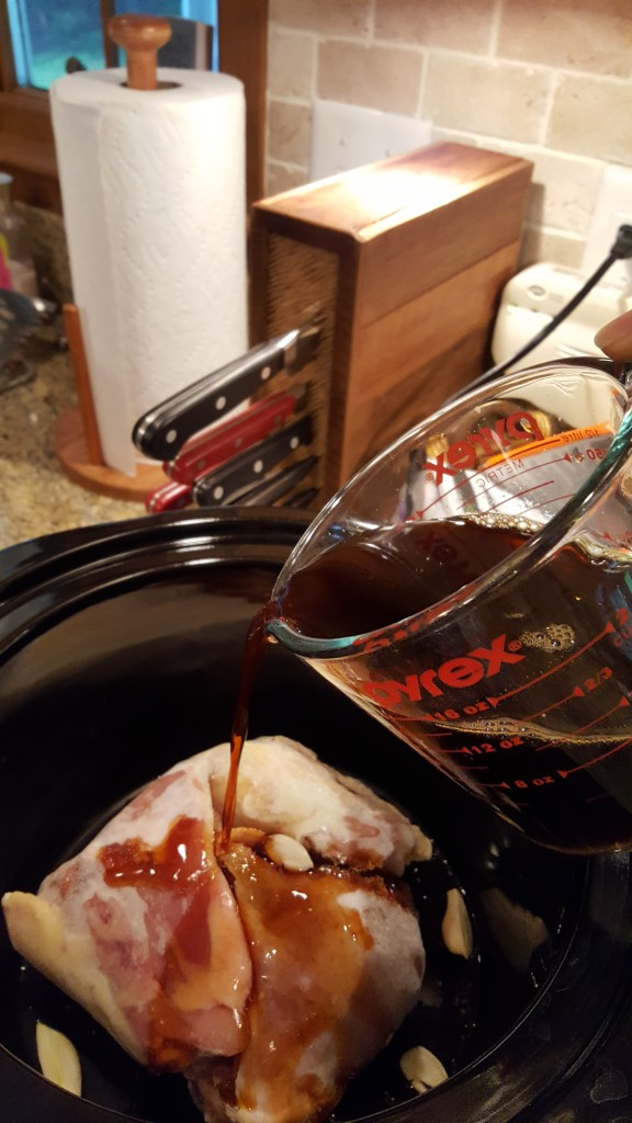 Mix first 5 ingredients and pour over chicken
