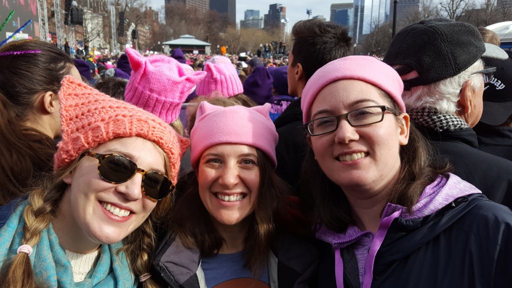 Emma, Danielle and I rockin' our hats at the march!