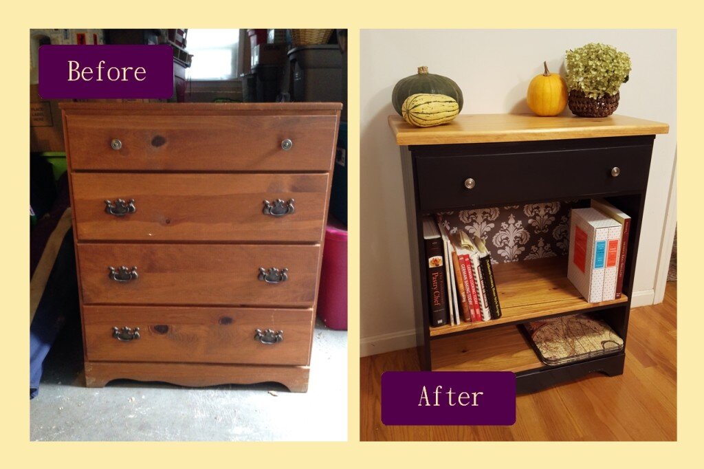 Before and after - kitchen bookshelf