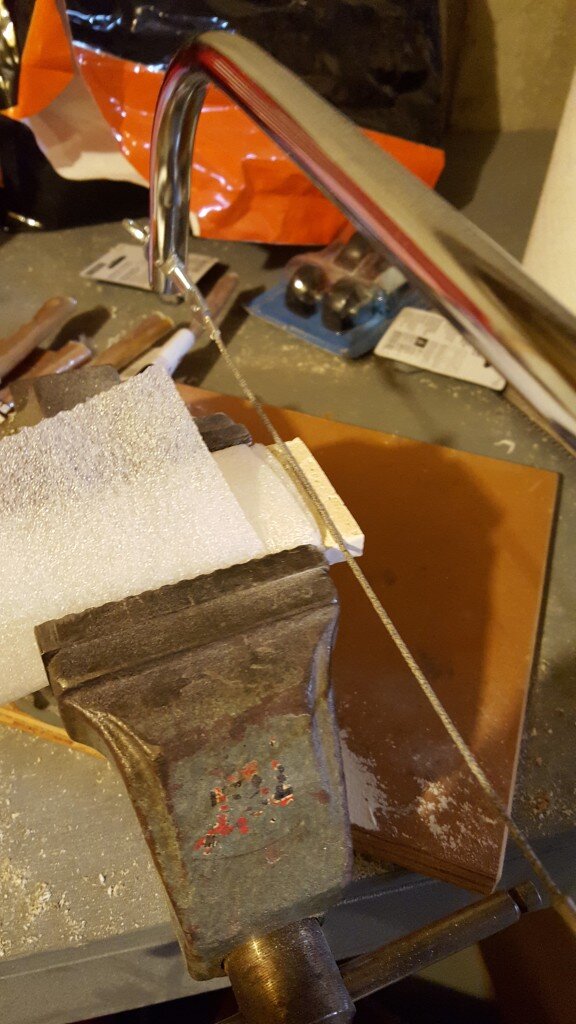 Score tile with diamond blade saw