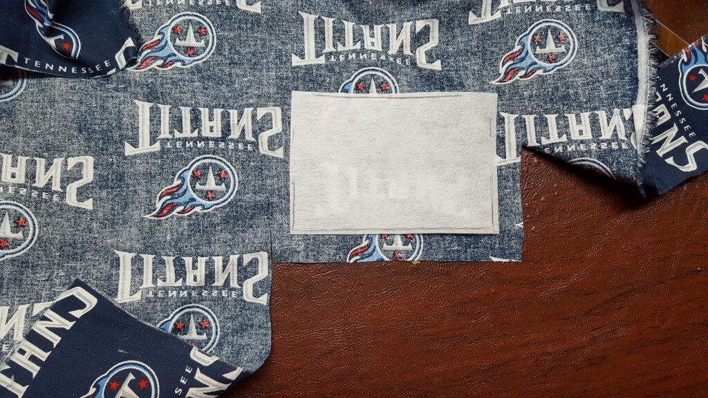 Trace badge holder back onto interfacing, cut slightly larger than this. 