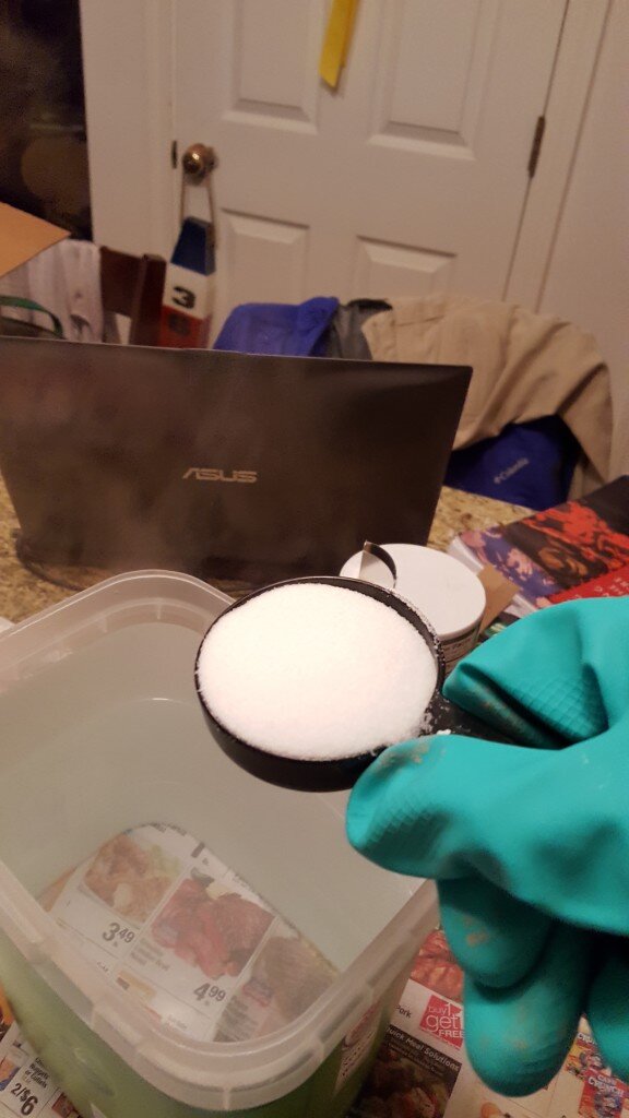 Add salt to steaming water. 