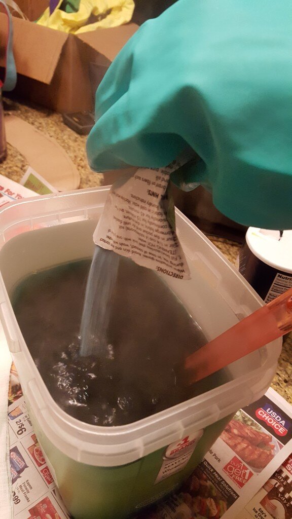 Add dye to bath.