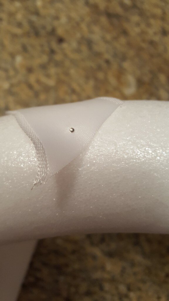 Pin ribbon to form using silk pins