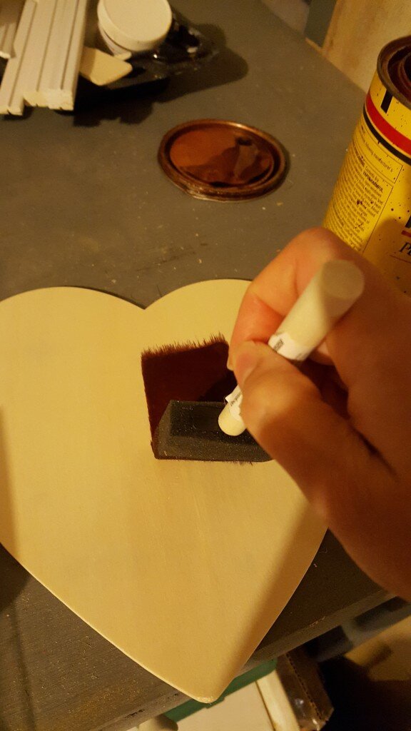 Stain wooden heart