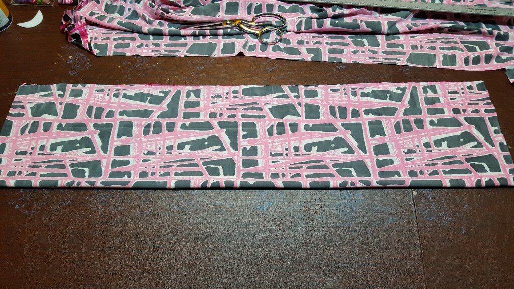 Pin fabric right side together, sew along open edge. 