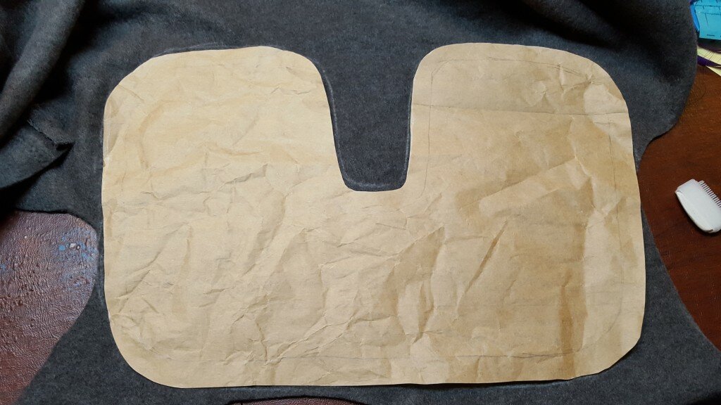 Cut one piece of fleece using entire pattern. 