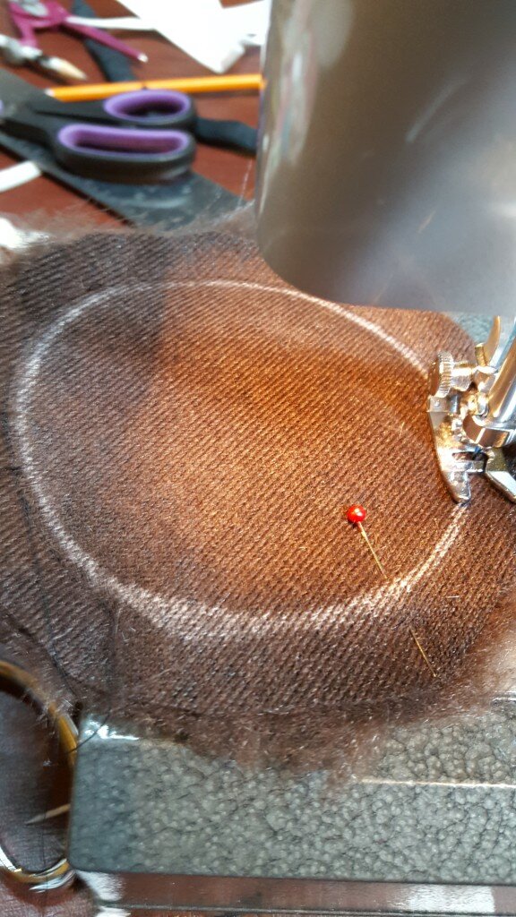 Sew fur circles together leaving a 1" gap at the bottom. 