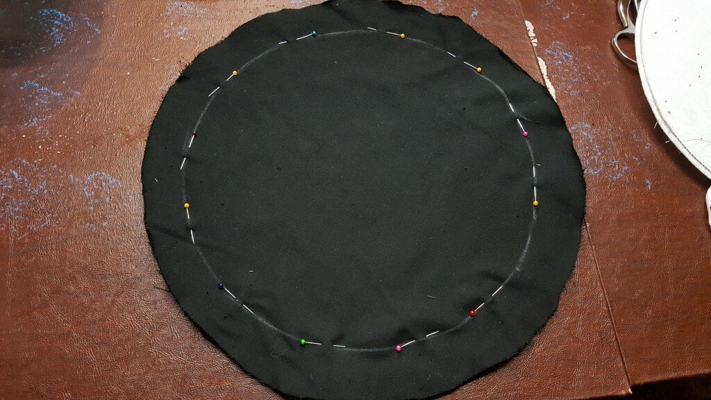 Pin and sew brim together.