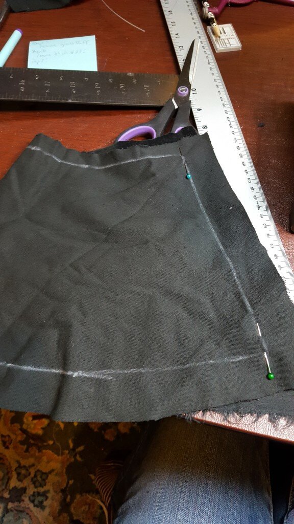 Pin right sides together and stitch fabric arch. 