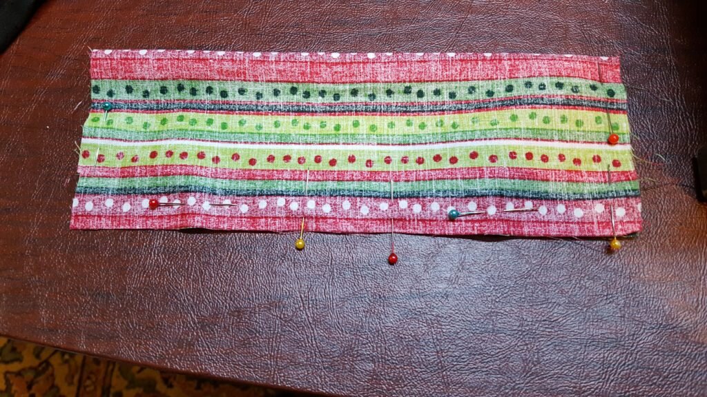 Pin and stitch along the edges of the tail, leaving a 2" gap. 