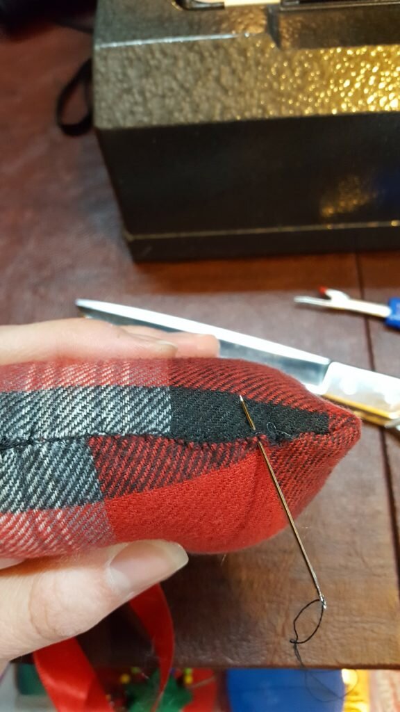 Hand stitch opening closed. 