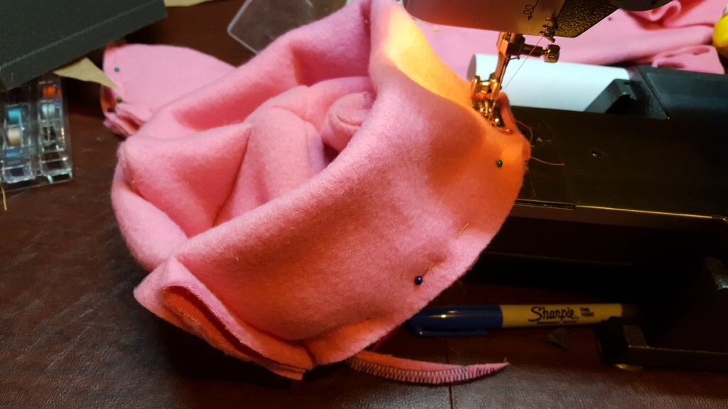 Stitch brim to top of hat. 